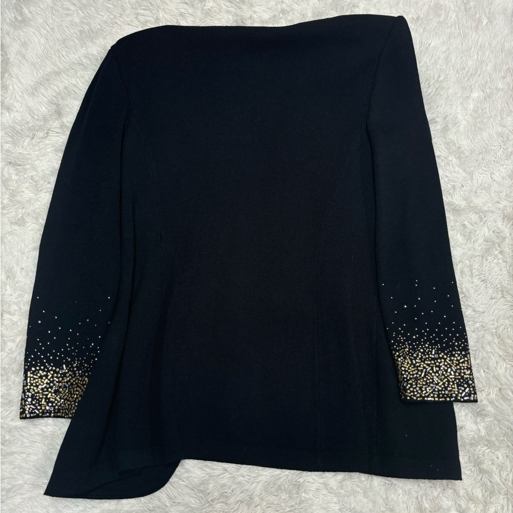 St. John Black Blazer with Metallic Gold Accents - Picture 3 of 4